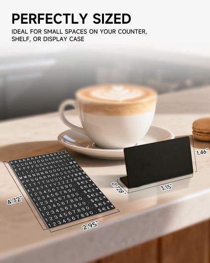 Mini Magnetic Letter Display Signs – Chalkboard-Style Reusable Food Price Labels | 6 Metal Boards + 450 Magnetic Characters for Bakery, Café, Dessert Shop, Deli & Catering Use