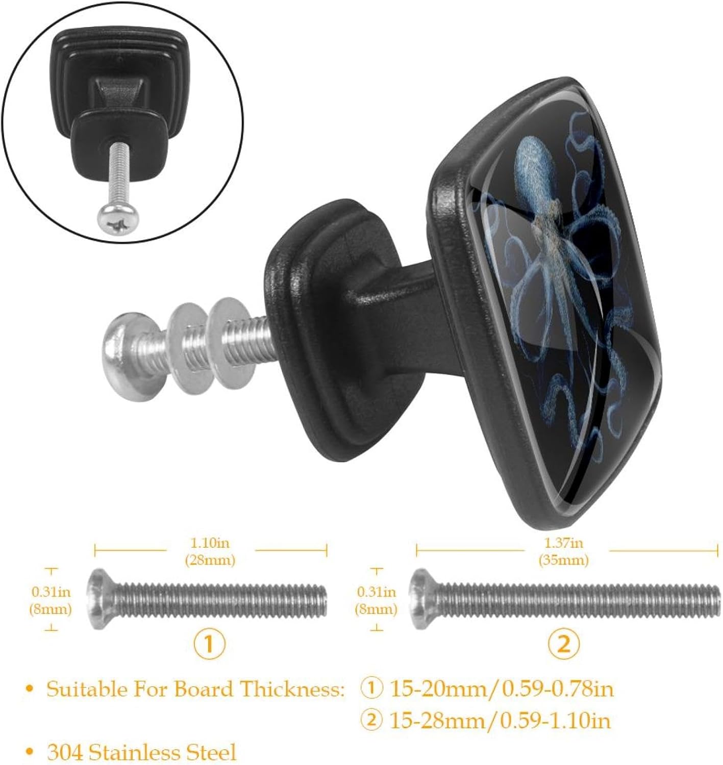 4 Pack Cabinet Knobs Drawer Pulls, 30mm Round ABS Glass Drawer Hardware Growing Butterfly Cabinet Handles with Screws for Dressers Kitchens Cupboard