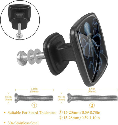 4 Pack Cabinet Knobs Drawer Pulls, 30mm Round ABS Glass Drawer Hardware Growing Butterfly Cabinet Handles with Screws for Dressers Kitchens Cupboard