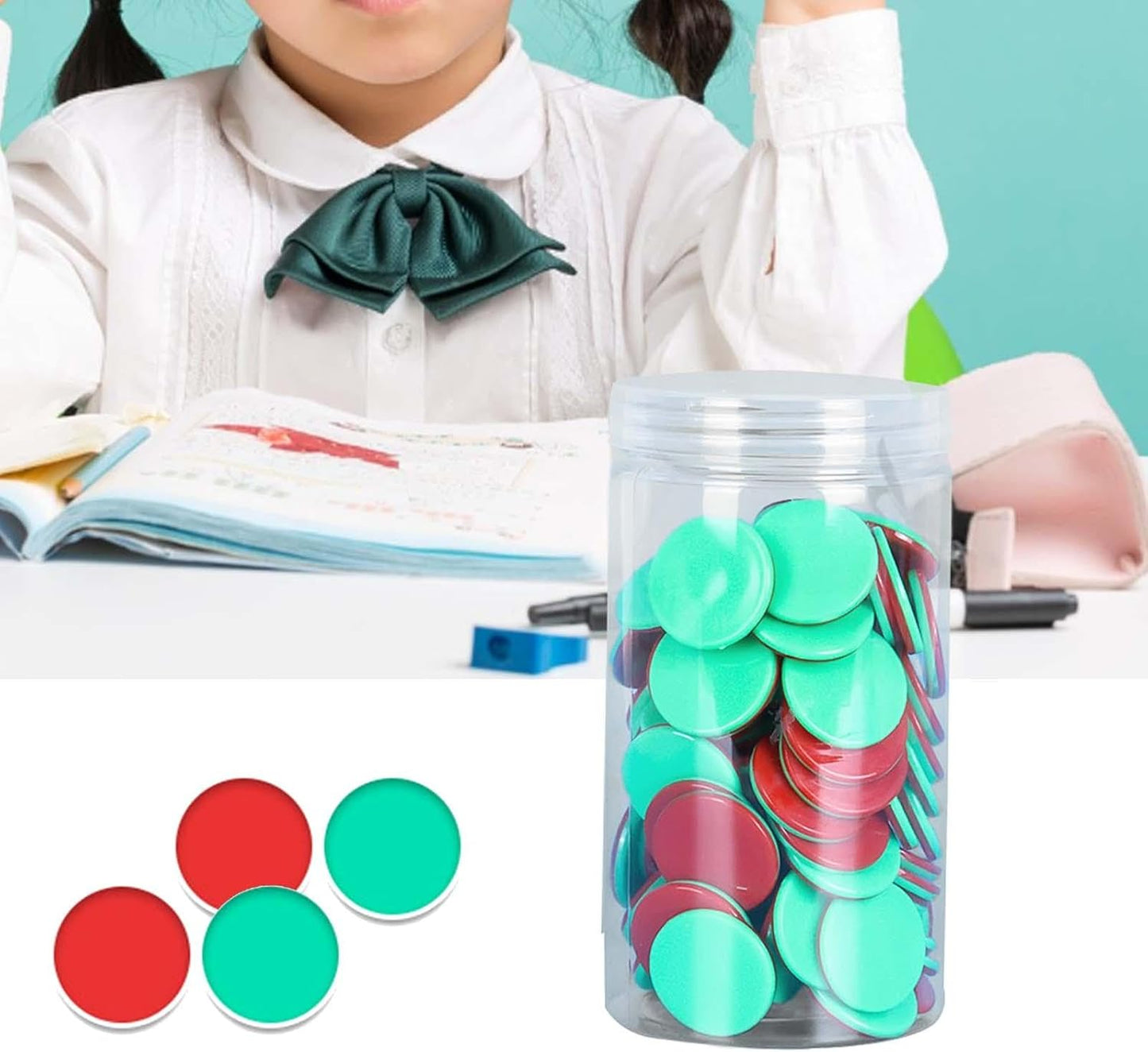 100 Pieces Learning Counters Two Color Counters for Math Practice Bingo Chips Math Counters for Kids for Game Classroom