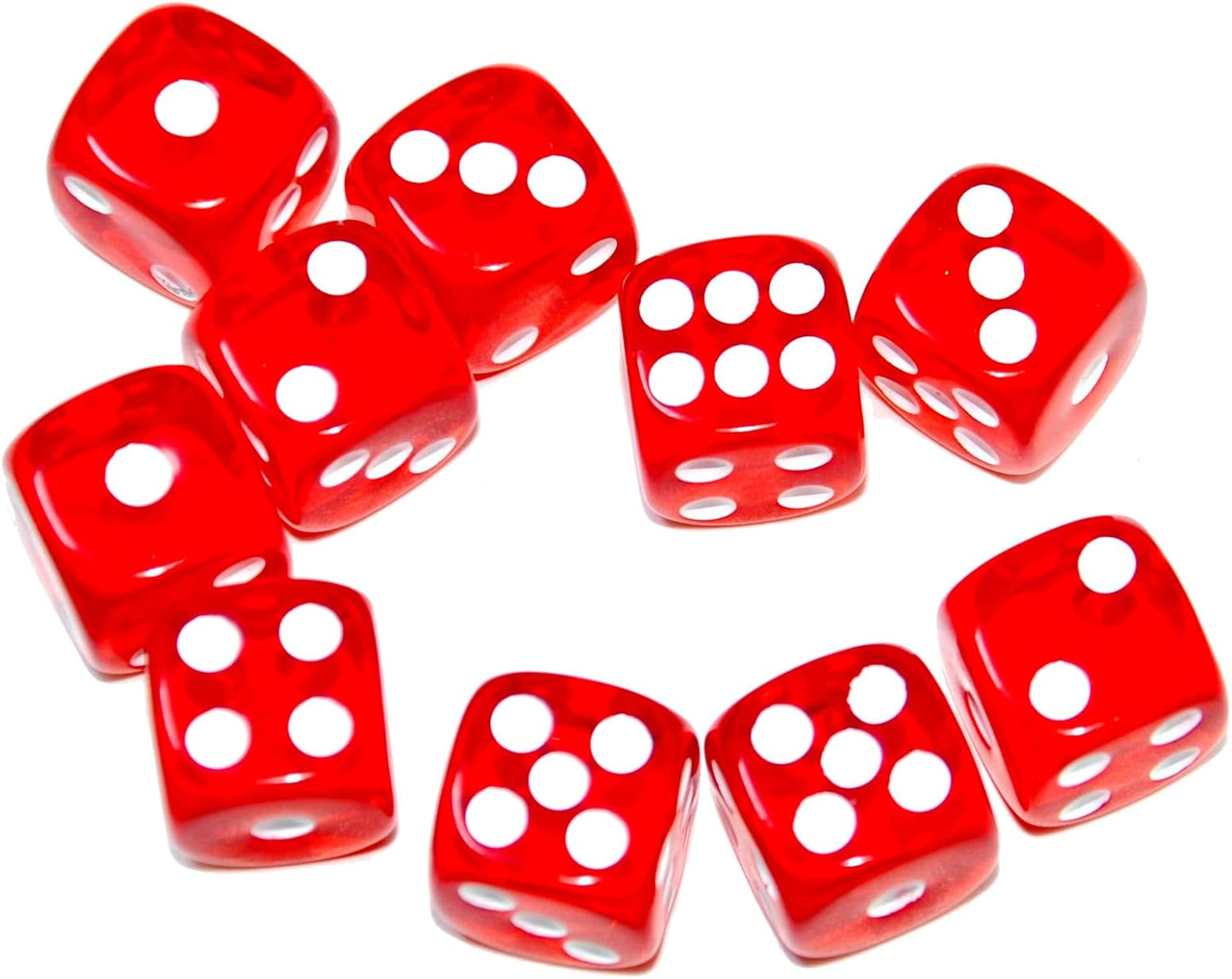 SmartDealsPro 10-Pack D6 Six Sided 16mm Transparent Dice Die for DND, MTG, RPG, Tenzi, Yahtze, Bunco, Table Borad Games, Math Teaching