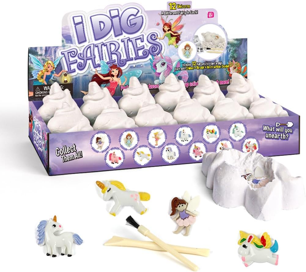 Liberty Imports 12-Pack Gem Digging Kit for Kids - Exciting Gemstone Mining Adventure - Educational STEM Crystal and Mineral Excavation – Party Favor Science Toys