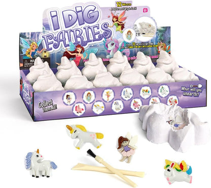 Liberty Imports 12-Pack Gem Digging Kit for Kids - Exciting Gemstone Mining Adventure - Educational STEM Crystal and Mineral Excavation – Party Favor Science Toys