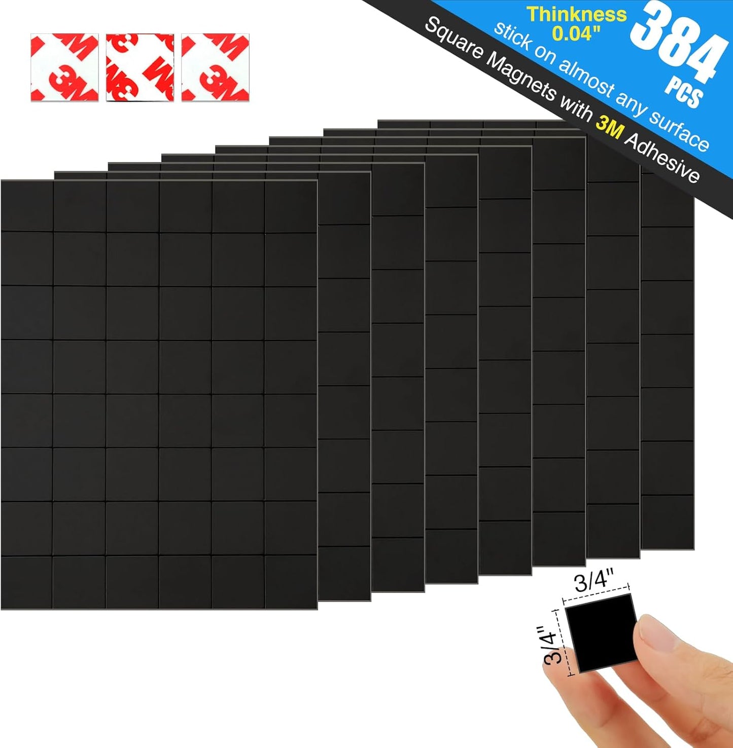 Magnetic Squares with Adhesive Backing(36PCS Each 1.5" x1.5"),Pre-Cut Self Sticky Magnets as Back to School Supplies,Peel and Stick for Cards/Picture/Poster (80mil Magnet)