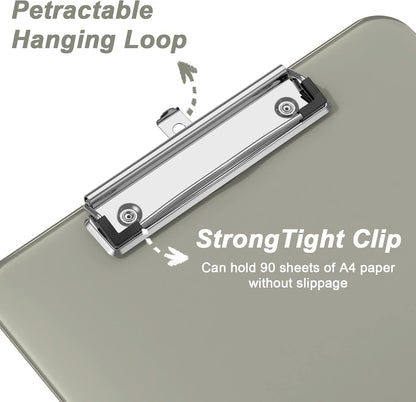Rimilak Plastic Clipboards with Low Profile Metal Clip, Translucent Board, 12.5 x 9 In Letter Size, Office Supply, Back to School, Pink