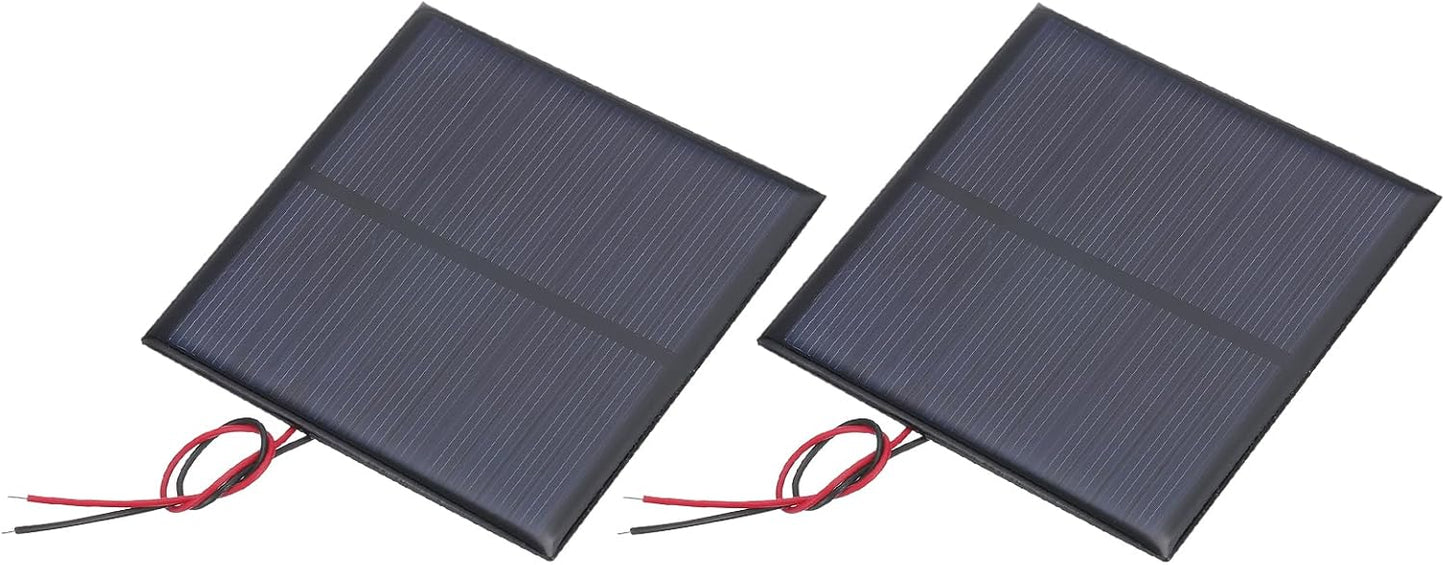 MECCANIXITY 2 Pcs 5.5V 0.44W 70mA Mini Solar Panels, Small Polycrystalline Solar Cell Panel with 2 Cable for DIY Electric Toy Materials Kits Charger, 60mm x 60mm