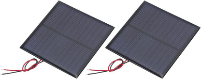 MECCANIXITY 2 Pcs 5.5V 0.44W 70mA Mini Solar Panels, Small Polycrystalline Solar Cell Panel with 2 Cable for DIY Electric Toy Materials Kits Charger, 60mm x 60mm