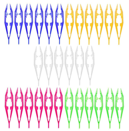 30PCS Plastic Tweezers 5 Assorted Colors Craft Forceps Tools for Handmade DIY Creative Beading Projects Jewelry Making Kids Adult Home Classroom School