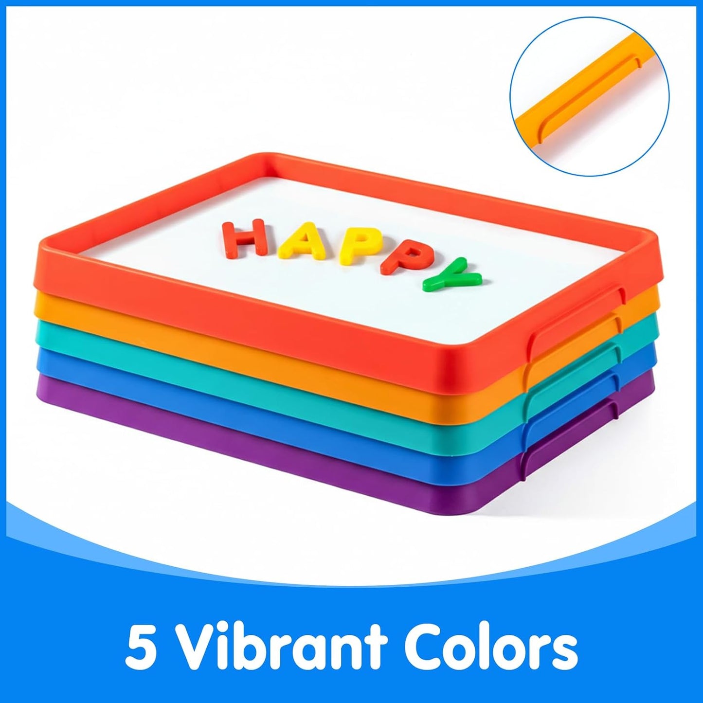 Magnetic Tray – Magnetic Whiteboard for Kids with Dry Erase Surface, Stackable Magnetic Dry Erase Activity Tray（Cyan）