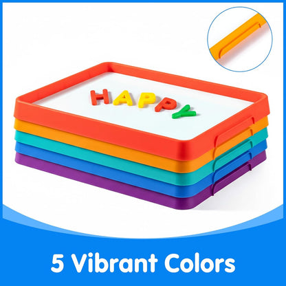 Magnetic Tray – Magnetic Whiteboard for Kids with Dry Erase Surface, Stackable Magnetic Dry Erase Activity Tray（Cyan）