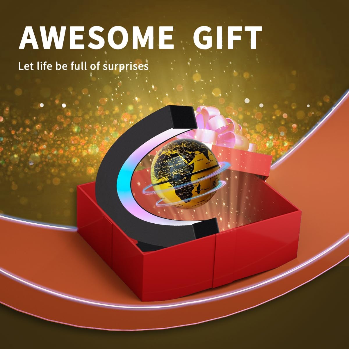 Magnetic Levitating Floating Globe with LED Lights, Cool Tech Gadgets Gifts World Globe Lamp for Men Father Teenage Boys Girls, Birthday Gifts Office Home Desk Decor Display