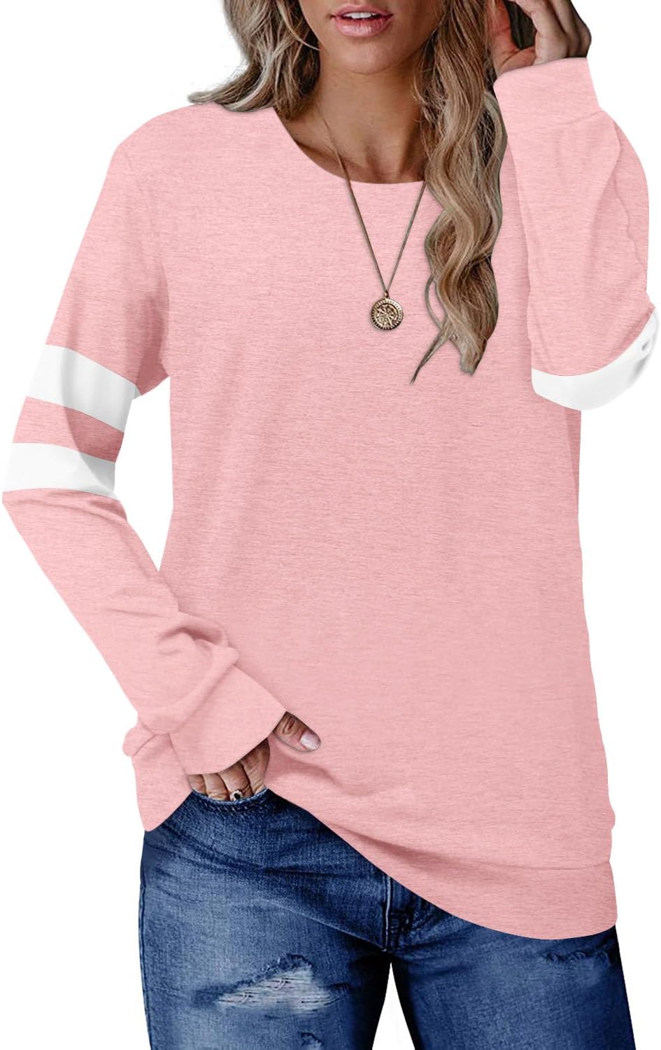 CRAZY GRID Womens Trendy Long Sleeve Shirts Casual Loose Soft Sweatshirt Fall Tops