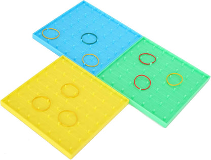 Haofy Mathematical Manipulative Material Array Block Geo Board, Interactive Plastic Teaching Aid for Kids with Rubber Bands, Enhances Fine Motor Skills and STEM Learning 5.3 X 5.3 Inch