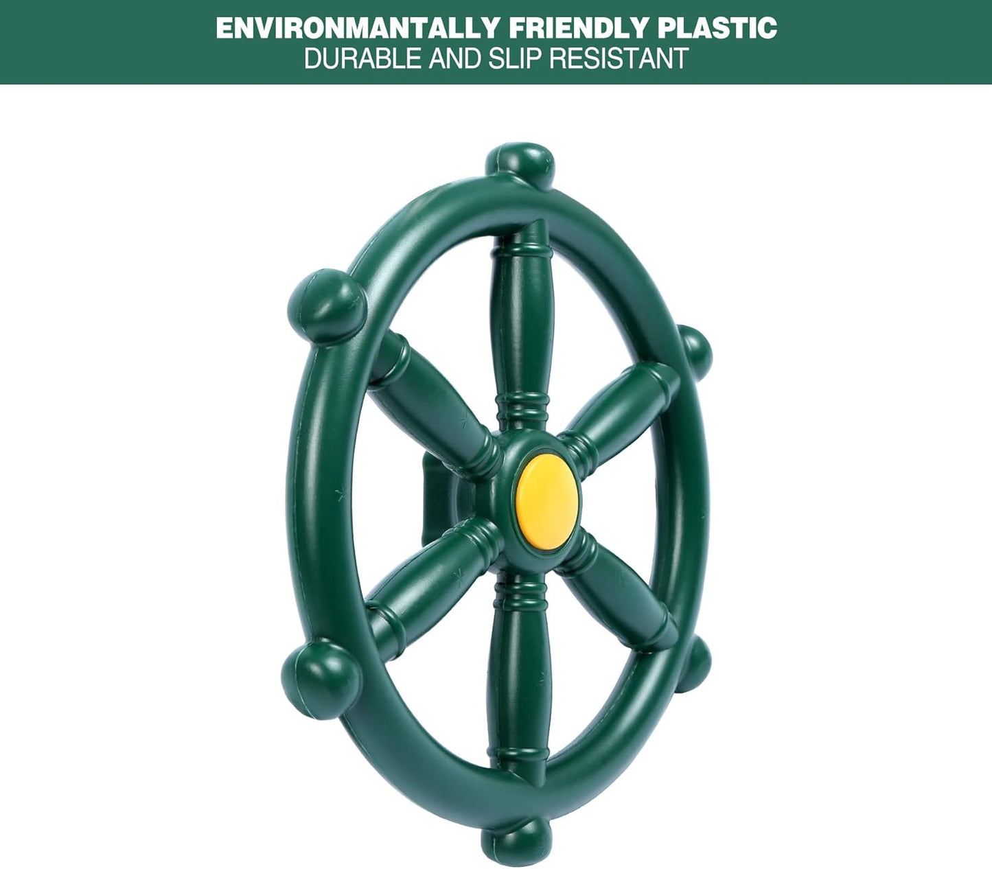 RedSwing Playground Accessories for Kids, Outdoor Swingset Attachments with Pirate Ship Wheel, Toy Telescope, Telephone and Safety Handles (Yellow and Green)
