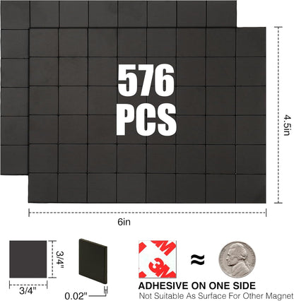 Magnetic Squares with Adhesive Backing(36PCS Each 1.5" x1.5"),Pre-Cut Self Sticky Magnets as Back to School Supplies,Peel and Stick for Cards/Picture/Poster (80mil Magnet)