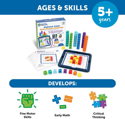 Learning Resources MathLink Cubes Kindergarten Math Activity Set Sea Adventures! - 115 Pieces, Age 5+, STEM Teaching Toys, Kindergartner Games