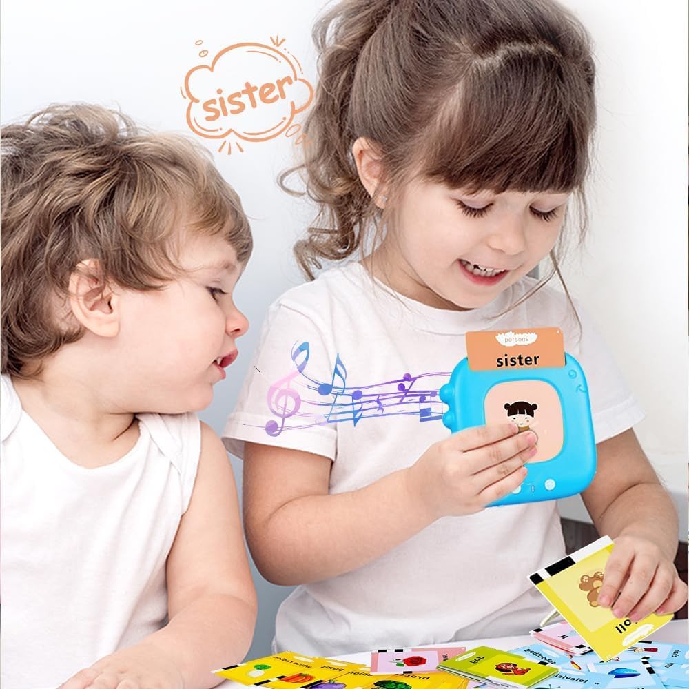 Talking Flash Cards for Toddlers with 510 Sight Words, Autism Sensory Toys, Pocket Speech, Speech Therapy Toys, Toddlers Language Learning Toys, Preschool Birthday Gifts for 1 2 3 4 5 Years Old (Blue)