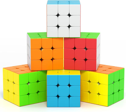 Vdealen 3x3x3 Speed Cube Set, 6 Pack Speed Cube Bulk Magic Cube Set, School Classroom Prize for Students Birthday Party Favors Stocking Stuffers Gifts for Kids Teens Adults(Carbon Fiber Sticker)