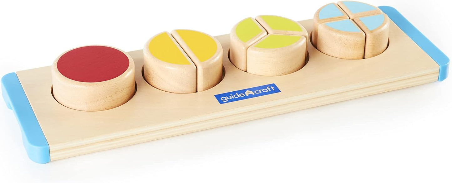 Guidecraft Starter Circle Fractions - Early Math Skills Building Toy, Wooden Puzzle Sorting and Stacking Shapes for Kids