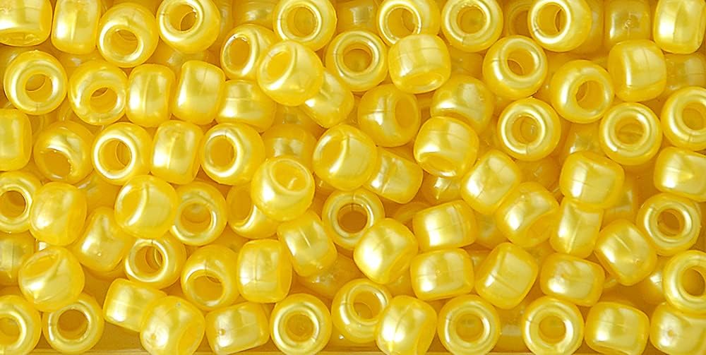 The Beadery - 9x6mm Barrel Pony Bead, Yellow Pearl - 900 Pieces - 750V274