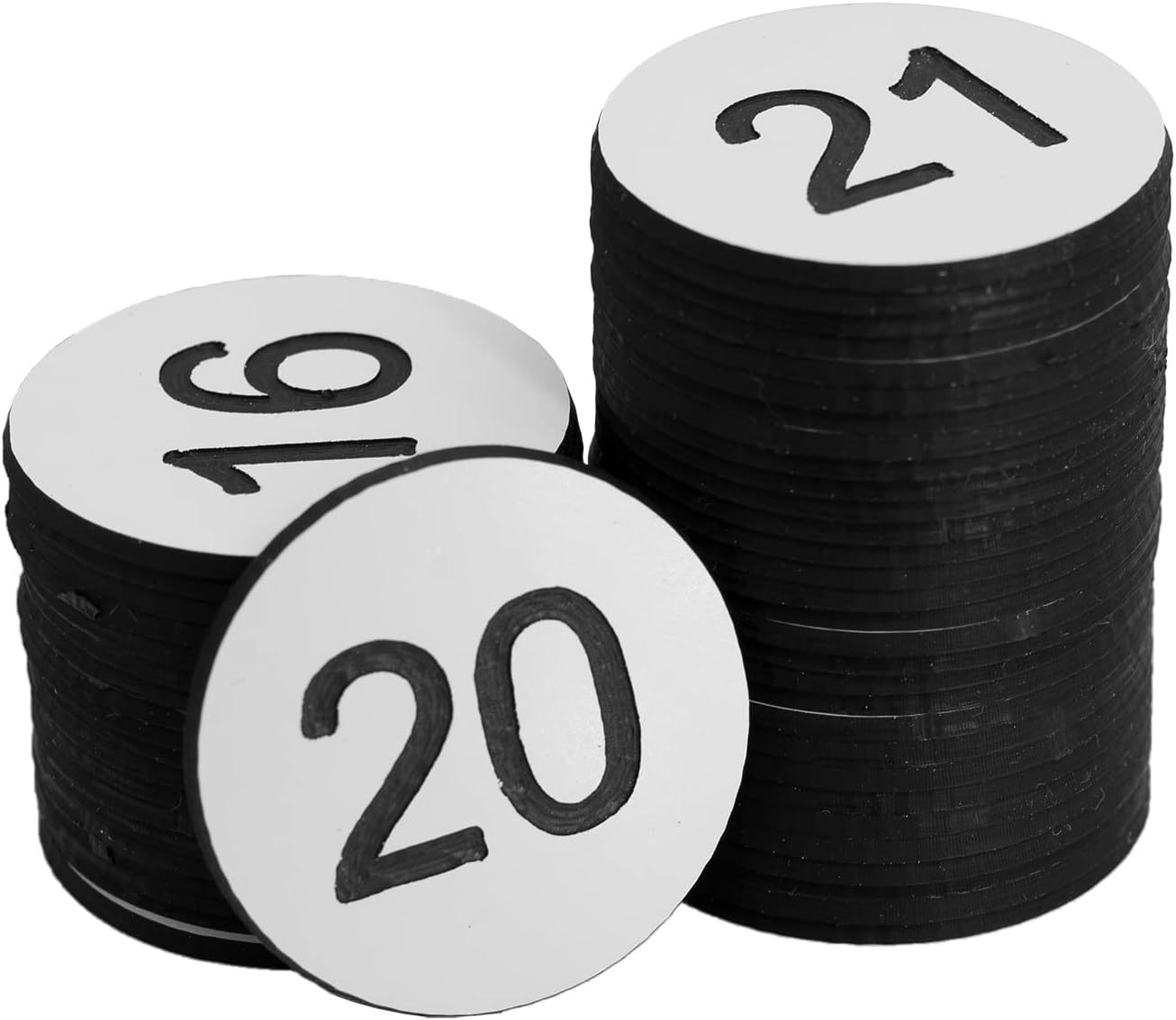 StayMax Plastic Number Tags Engraved Numbered Tags Without Hole (1-50, Black)