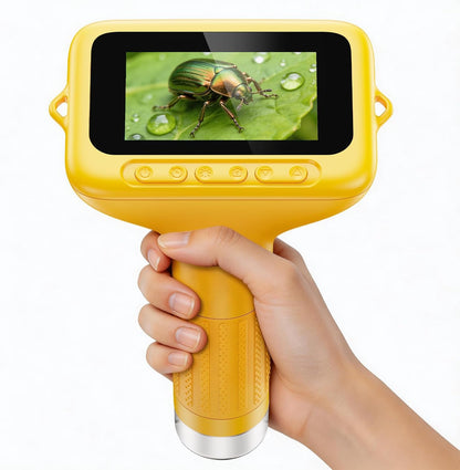 1000X Handheld Digital Kids Microscope with 3.0" IPS Screen, USB-Powered STEM Educational Science Toy with 8 LED Lights & Photo/Video Capture, Portable Learning Gift for Boys & Girls(White)