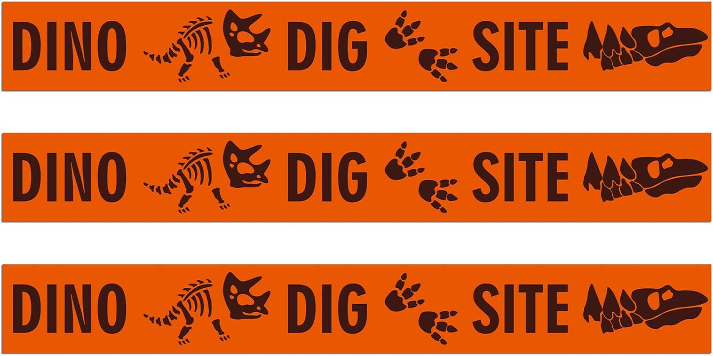 TaoBary 3 Roll Dino Dig Site Caution Tape 20 Feet Dinosaur Zone Dinosaur Party Decorations Themed Dino Party Supplies for Kids Birthday Baby Shower VBS Vacation Bible School Decor (Single,Orange)