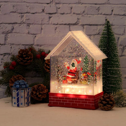 Eldnacele Musical Snow Globe Lantern with Timer, Lighted USB/Battery Operated Swirling Singing Water Glittering Lantern, Snow Globes for Adults and Kids Christmas Decoration- Santa