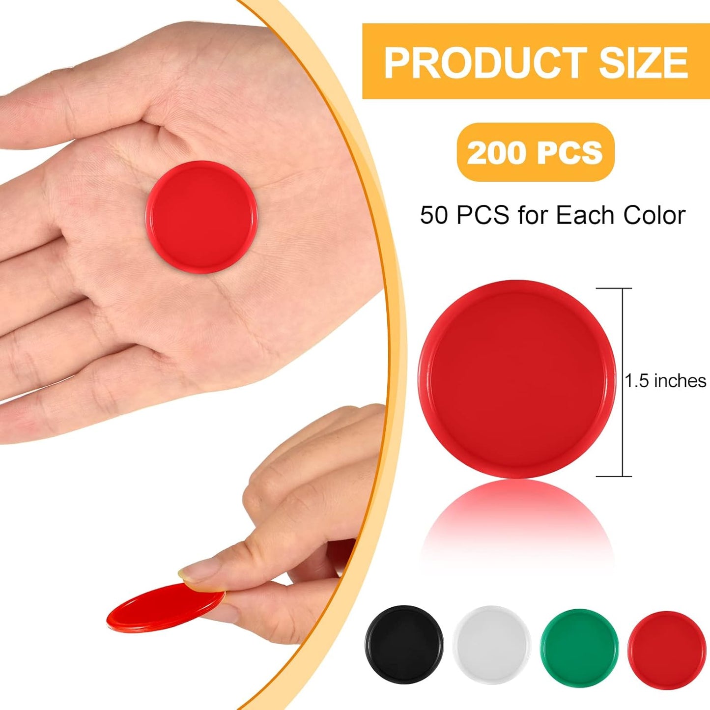 Coopay 1 1/2 Inches Plastic Poker Chips Learning Counters Disks Bingo Chip Counting Discs Markers for Math Practice and Poker Card Game Tokens, Teaching Rewards, 200 Pieces (White)