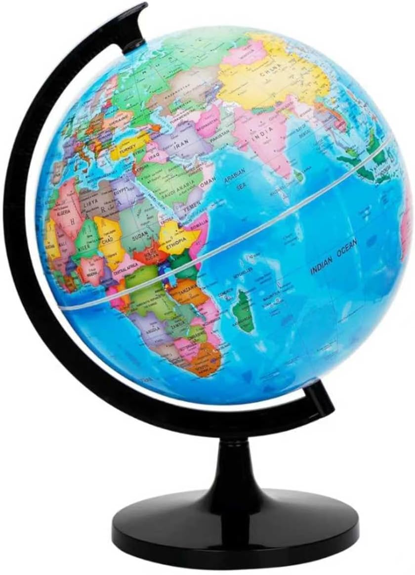 World Globe for Kids & Adults, 12 Inch Educational Tools with Stand, DIY Assembly Desk Decor Geography Learning Globe for Home Office Classroom Decor (Blue, 12 Inch)