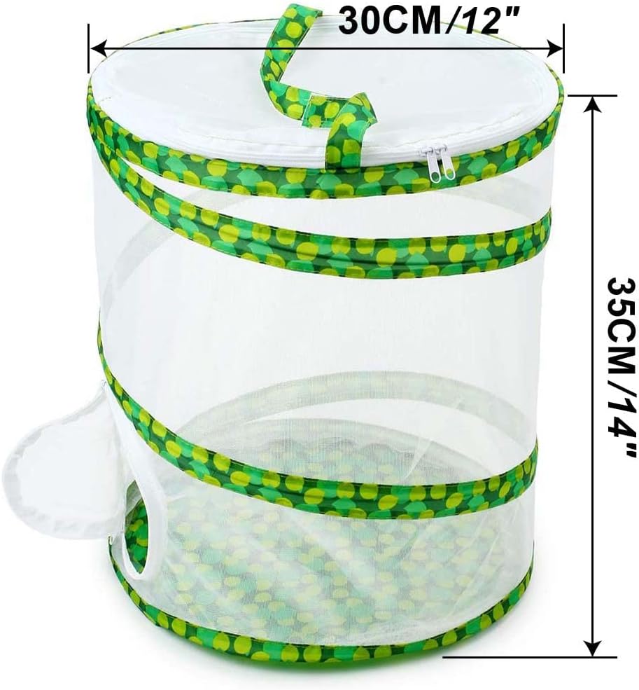 Butterfly and Insect Garden Habitat Mesh Cage Collapsible Design, Bug Terrarium Pop Up 12" x 14" Tall