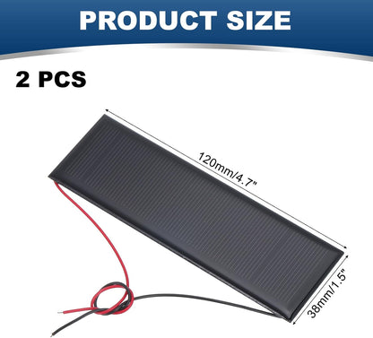 MECCANIXITY 2 Pcs 5.5V 0.44W 70mA Mini Solar Panels, Small Polycrystalline Solar Cell Panel with 2 Cable for DIY Electric Toy Materials Kits Charger, 60mm x 60mm