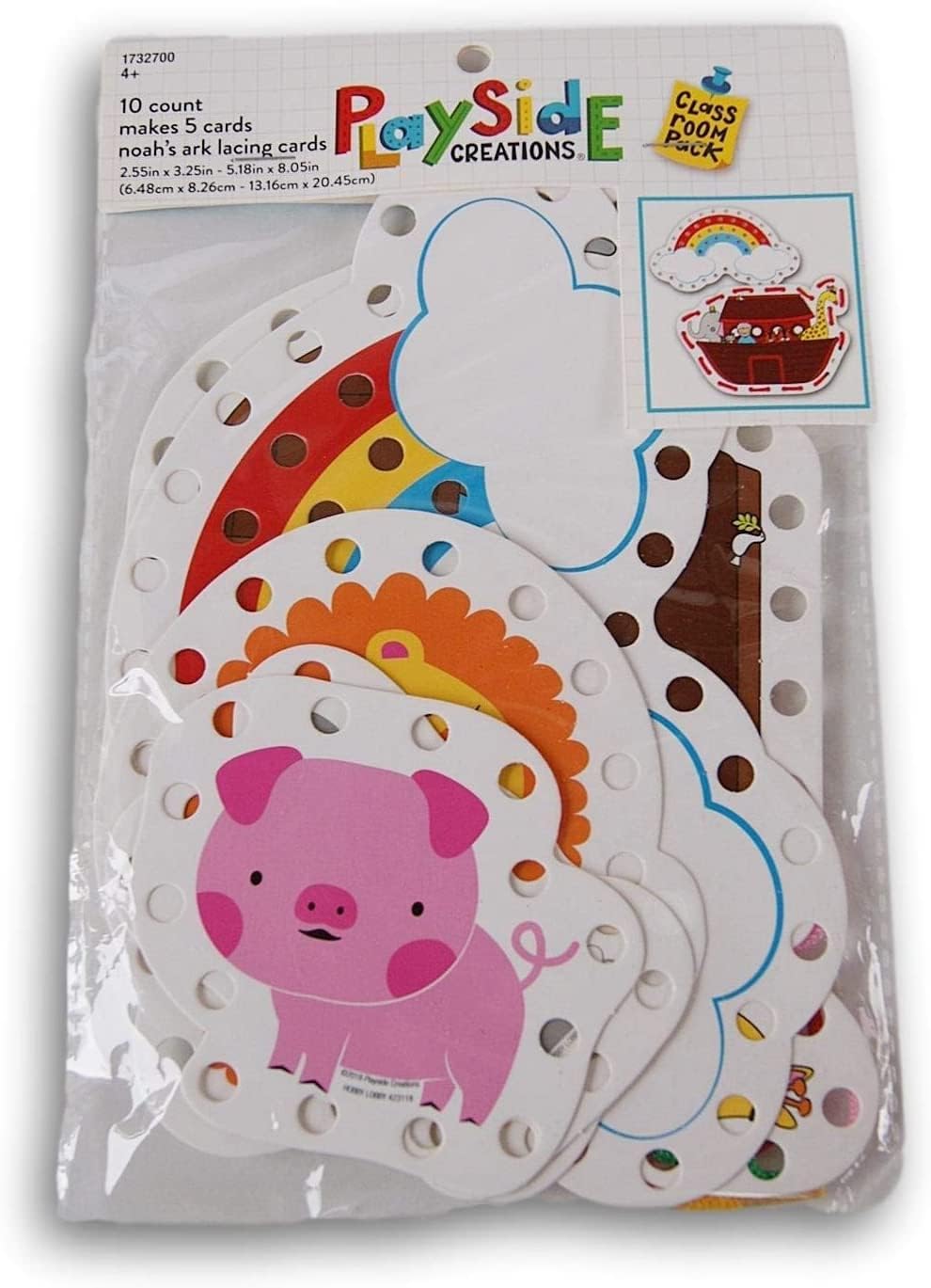 Playside Creations Noah's Ark Lacing Cards Craft Game - 10 Count - Makes 5 Cards