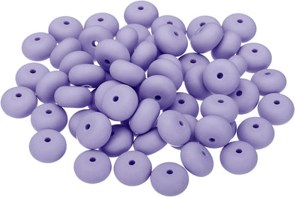 PATIKIL 14mm Silicone Beads, 60PCS Silicone Beads Bulk Abacus Spacer Beads Lentil Focal Cute for Pens Keychain Bracelets Necklace, Black
