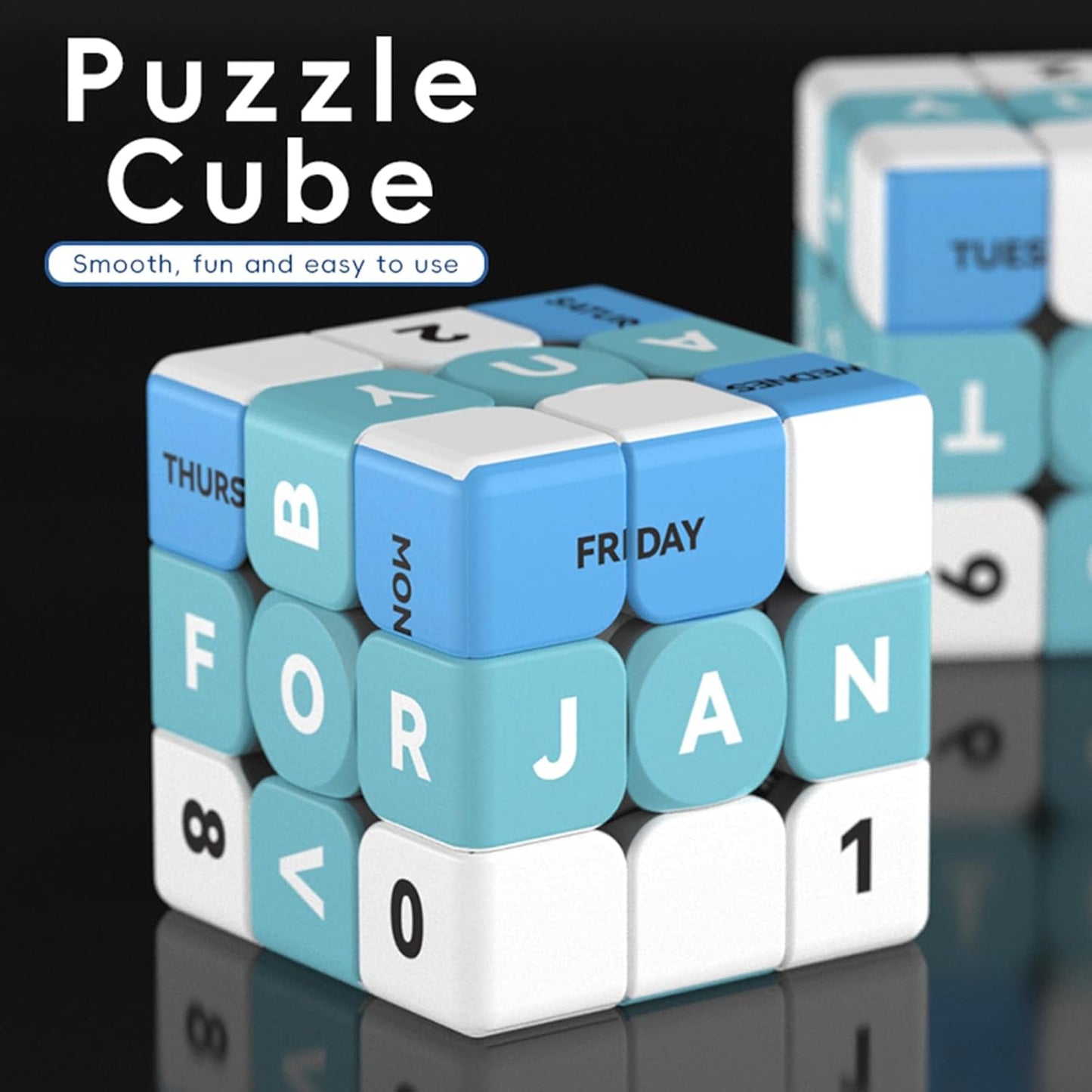 Calendar 3x3 Speed Cube, UV Printing Cube Magic Cube Educational Puzzles Toys for Kids,Beginners and Adults (Stickerless)