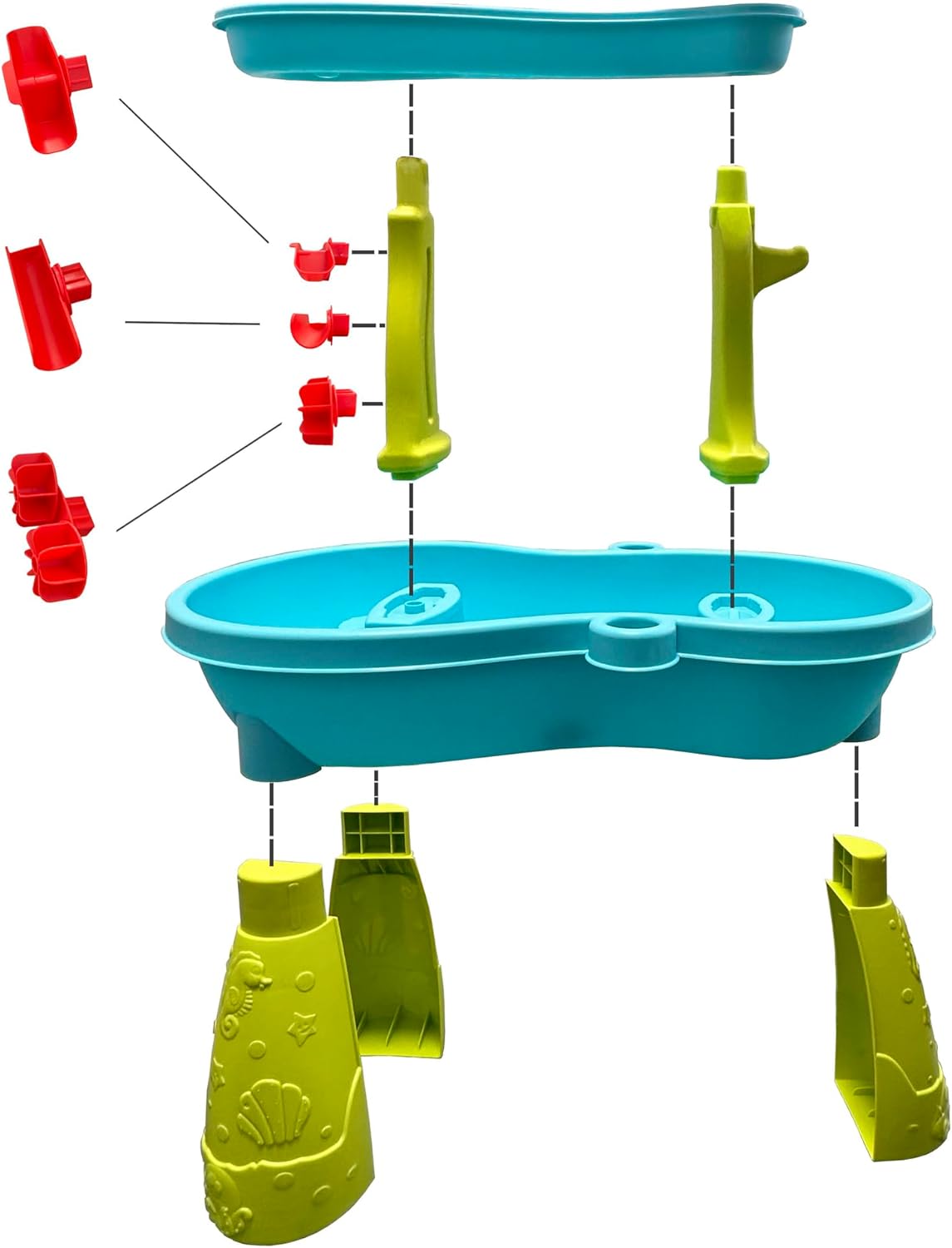 Toddler Sensory Sand and Water 2 Tier Table | Indoor & Outdoor Summer Beach Toys and Play Table for Kids | Backyard Table for 3-5 Year Old Boys and Girls