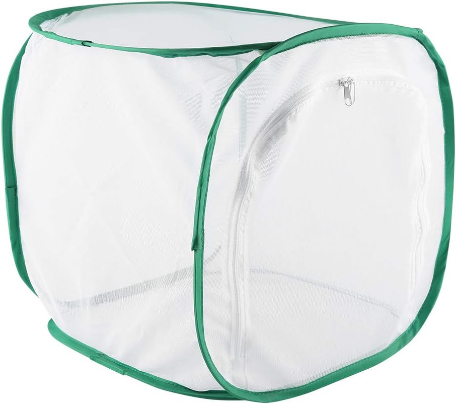 Foldable Butterfly Cage, Large Portable Ventilated Butterfly House Breeding Cage Butterfly Growing Kit 40 * 40 * 60cm for Farm Breeding (40 * 40 * 60cm)