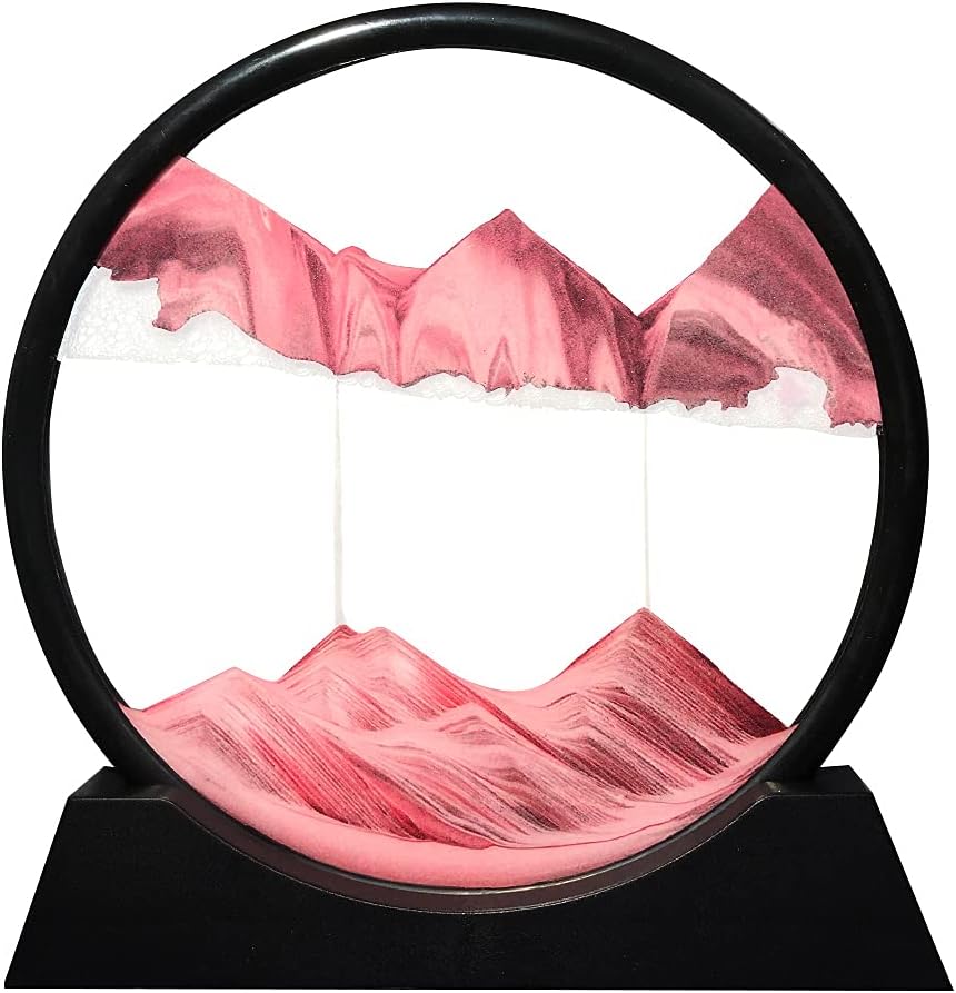 Muyan Moving Sand Art Picture Sandscapes in Motion Round Glass 3D Deep Sea Sand Art for Adult Kid Large Desktop Art Toys (Purple, 7 Inch)