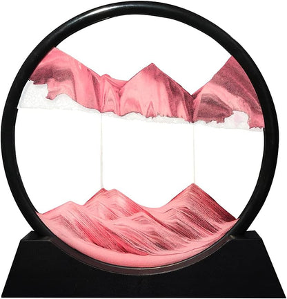 Muyan Moving Sand Art Picture Sandscapes in Motion Round Glass 3D Deep Sea Sand Art for Adult Kid Large Desktop Art Toys (Purple, 7 Inch)