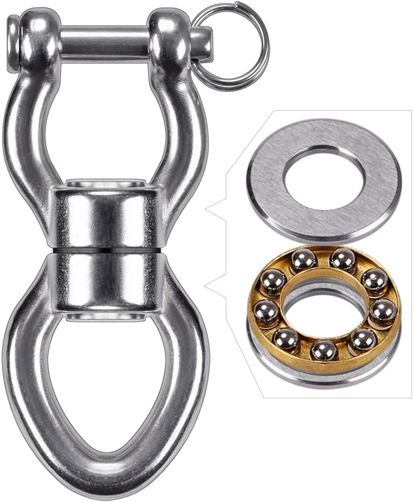 SELEWARE Silent Bearing Swing Swivel, 360° Rotational Device Hanging Accessory with Removeable Buckle for Tree Swing, Hammock Chair, Climbing Rope, Yoga, Kids Swing Swivel 1200LB Capacity, 2 Pack