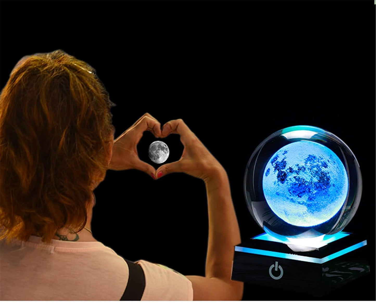3d Solar System Model Crystal Ball 80mm 3.15inch - Outer Space Astronomy Gifts Room Decor Crystal Sphere Unique Gifts For Men Him Best Birthday Dad Physics Science Teacher Night Light Planet Lamp