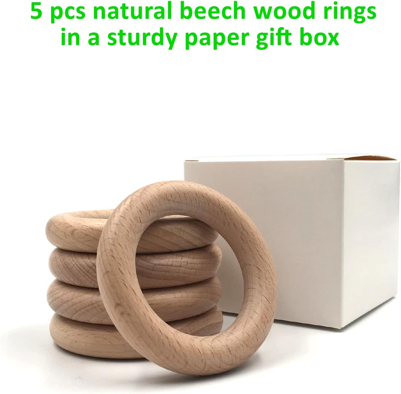 Natural Beech Wood Rings, 10 Pcs Unfinished 6cm Solid Wooden Rings Circles Without Paint for Craft, Connectors Jewelry Making