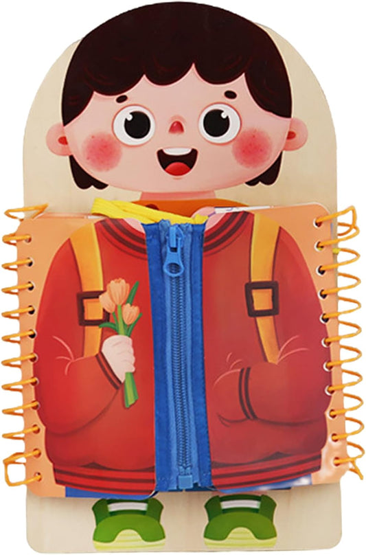 Learn to Dress Boards, Educational Shoe Tying Practice for Kids Learn to Button, Buckle, Zip, Snap, Multilayered Montessori Toys for Preschool Toddler 3-8 Years Old, Girl