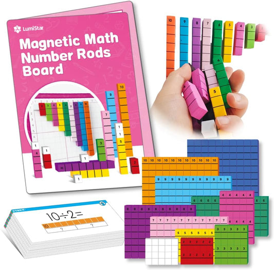 Magnetic Math Number Rods Counting Blocks and Practice Folder Set with Activity Cards, Magnetic Math Counters, Fraction Bars, Foam Math Blocks, Math Manipulatives, Classroom Must Have