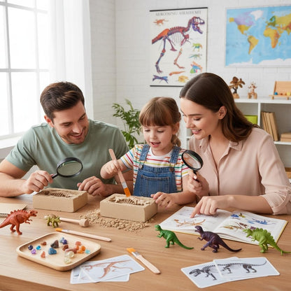 Archaeological Excavation Tools for Kids: 3 Sets Dinosaur Fossil Digging Kits with Mini Hammer Chisel Brush Scraper and Magnifier Science Kits for Dino Eggs and Gem Dig