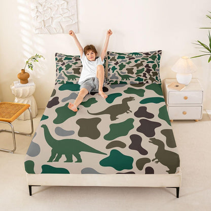 Manfei Musical Kids Fitted Sheet Full Size, MusicalGuitar Radio Drum Kit Headset Print Bedding Set 3pcs for Boys Girls, Rock Music Bed Cover with 2 Pillowcases, Soft Polyester Bedding, No Top Sheet