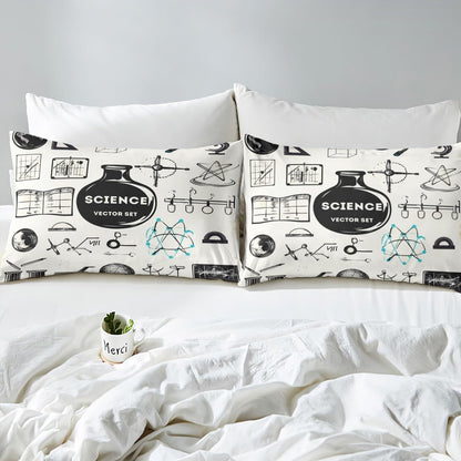 Erosebridal Science Theme Bed Sheets Set Full Size for Boys Girls Chemistry Periodic Table Print Sheet Set Chemical Subject Theme Sheets Teens Kids Math Science Atyle Fitted Sheet 4 Pcs