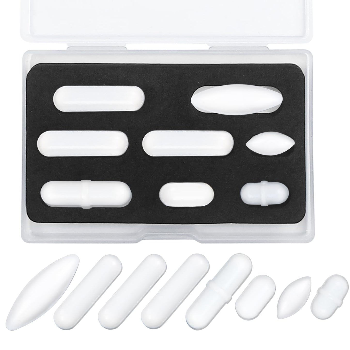 Magnetic Stir Bars with Magnetic Retriever Set, Lab Mixed Size PTFE Magnetic Stirrer Mixer Stir Bars PTFE Stiring Rod, 8x35mm, 8x30mm, 8x28mm, 7x30mm Magnetism for Laboratory Home DIY Project