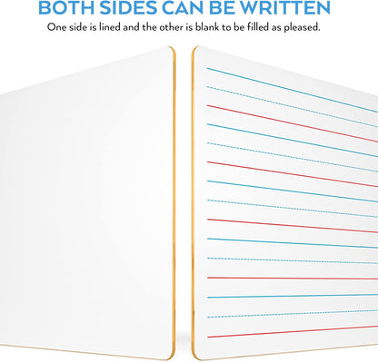 Nicpro Dry Erase Board with Lines 12 x 16 in, 2 Pack Kid Double Sided Lined White Board Dry Erase with 8 Pens, 2 Eraser, Small Learning Whiteboards for Kids, Students, Homeschool Essentials Supplies