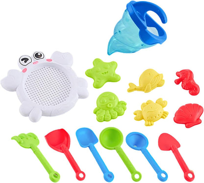 14Pcs Colorful Sand and Water Toy Set for Outdoor Beach Pool Sensory Play Activities Toddler Beach Bath Toy with Tools